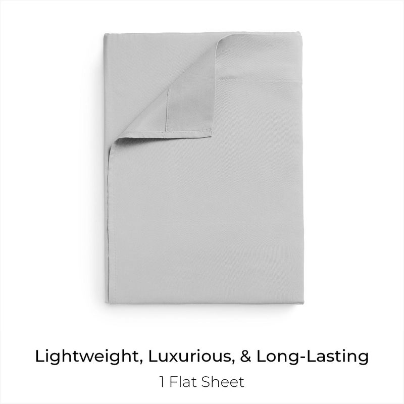 Mellanni Twin XL Size Flat Sheet - Iconic Collection Bedding - Hotel Luxury, Extra Soft, Cooling - Wrinkle, Fade, Stain Resistant - 1 Flat Sheet Only (Twin XL, Light Gray) - Image 2